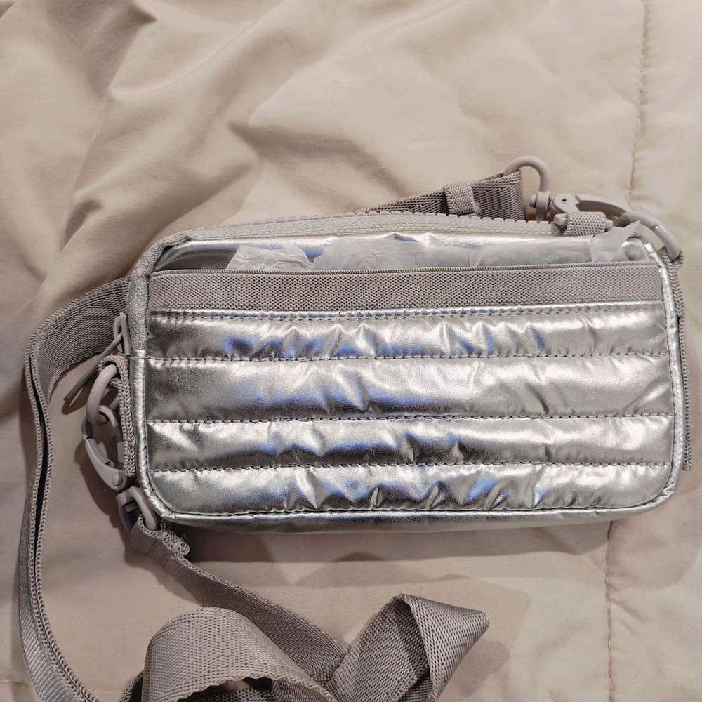 Silver Quilted Crossbody Bag - Picture 3 of 9